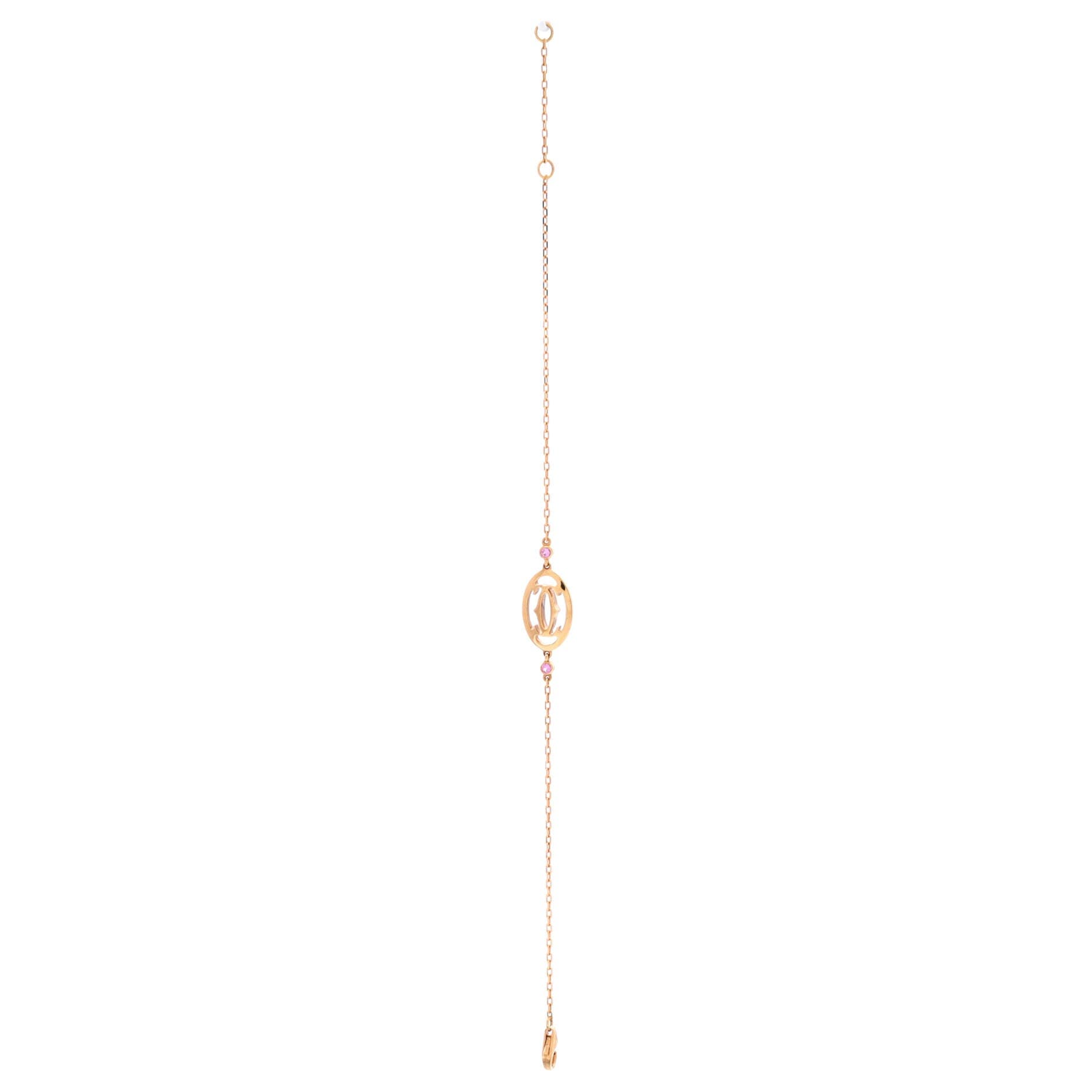 Double C de Cartier Bracelet 18K Rose Gold with Pink Sapphires, Alternate, color, Metallic Gold