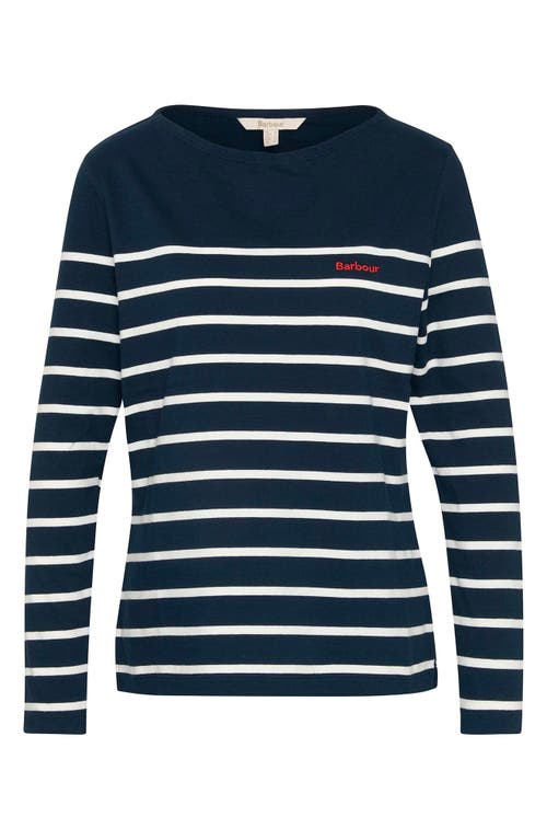 Barbour Bradley Womens Long Sleeve Striped Top In Navy Stripe