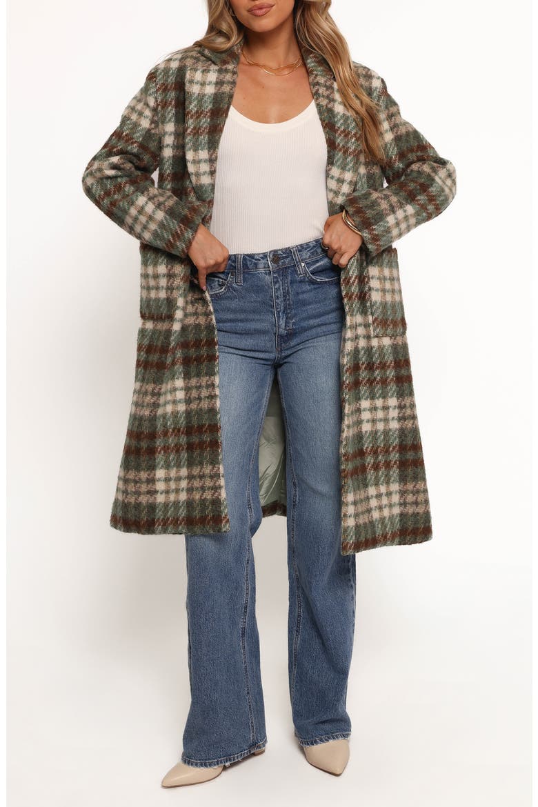 Anika Plaid Coat, Main, color, GREEN/ BROWN