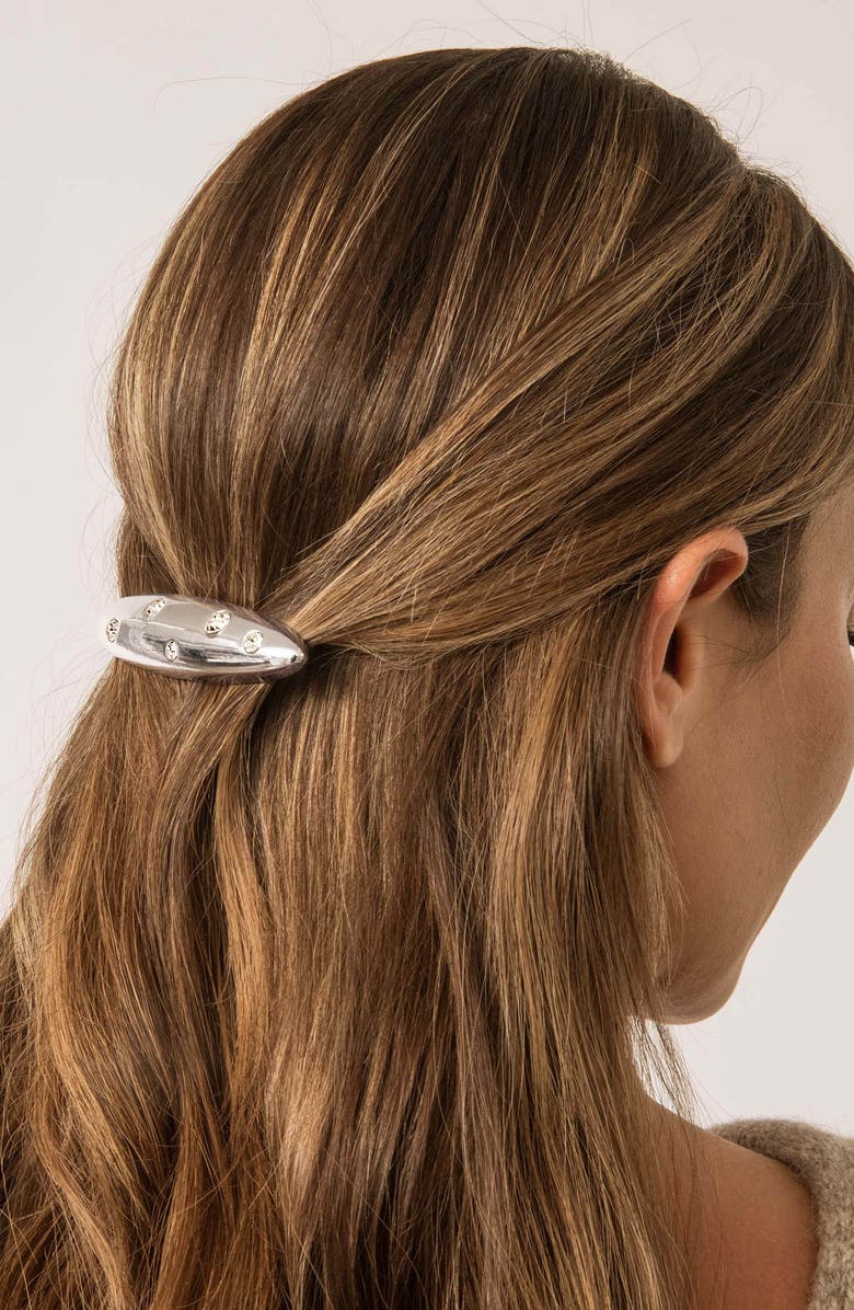 Ettika Crustal Stud Oblong Hair Barrette, Alternate, color, Silver