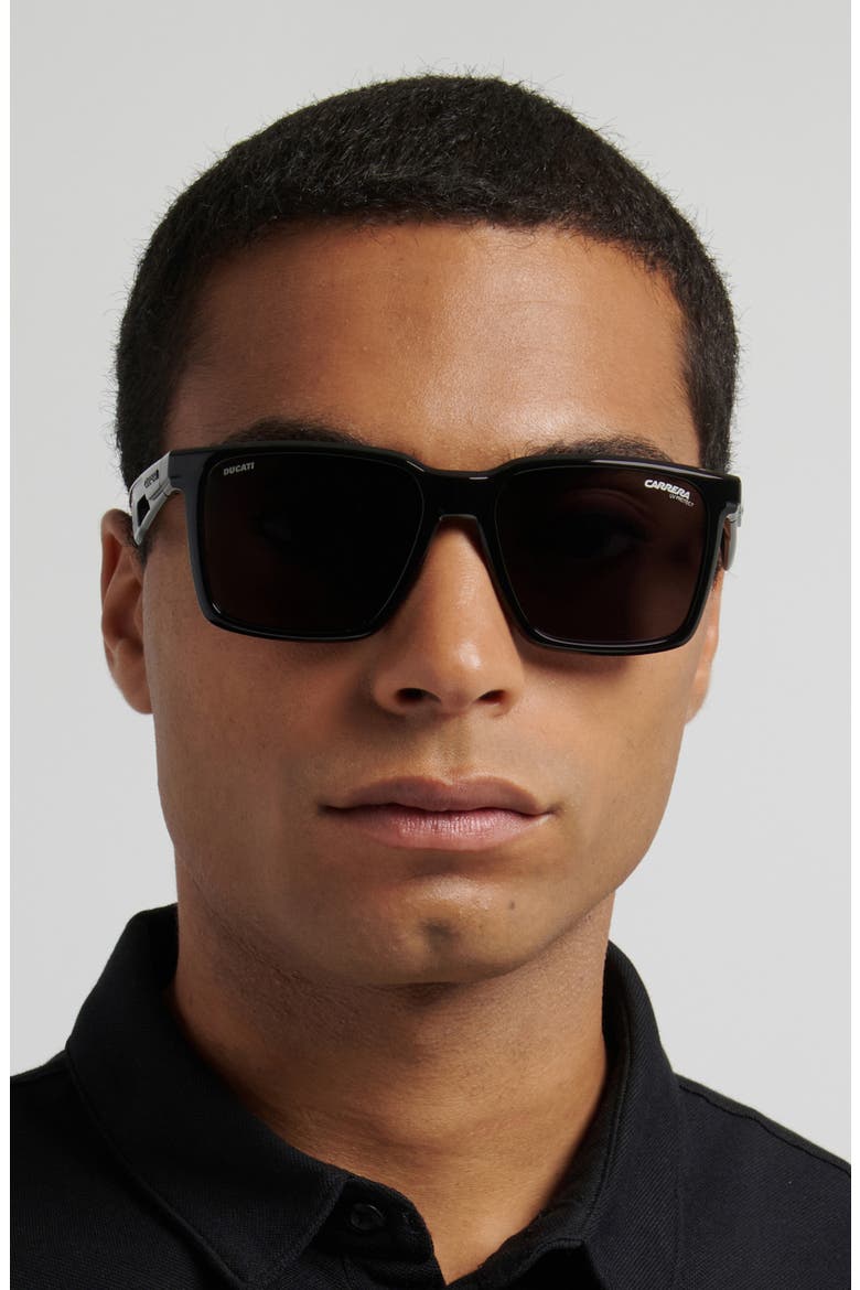 x Ducati 56mm Rectangular Sunglasses, Alternate, color, BLACK/ GREY