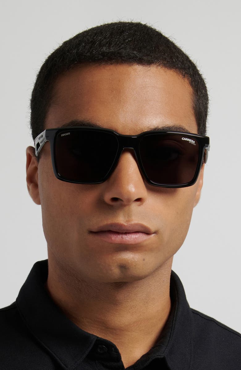 Carrera Eyewear x Ducati 56mm Rectangular Sunglasses, Alternate, color, Black/ Grey