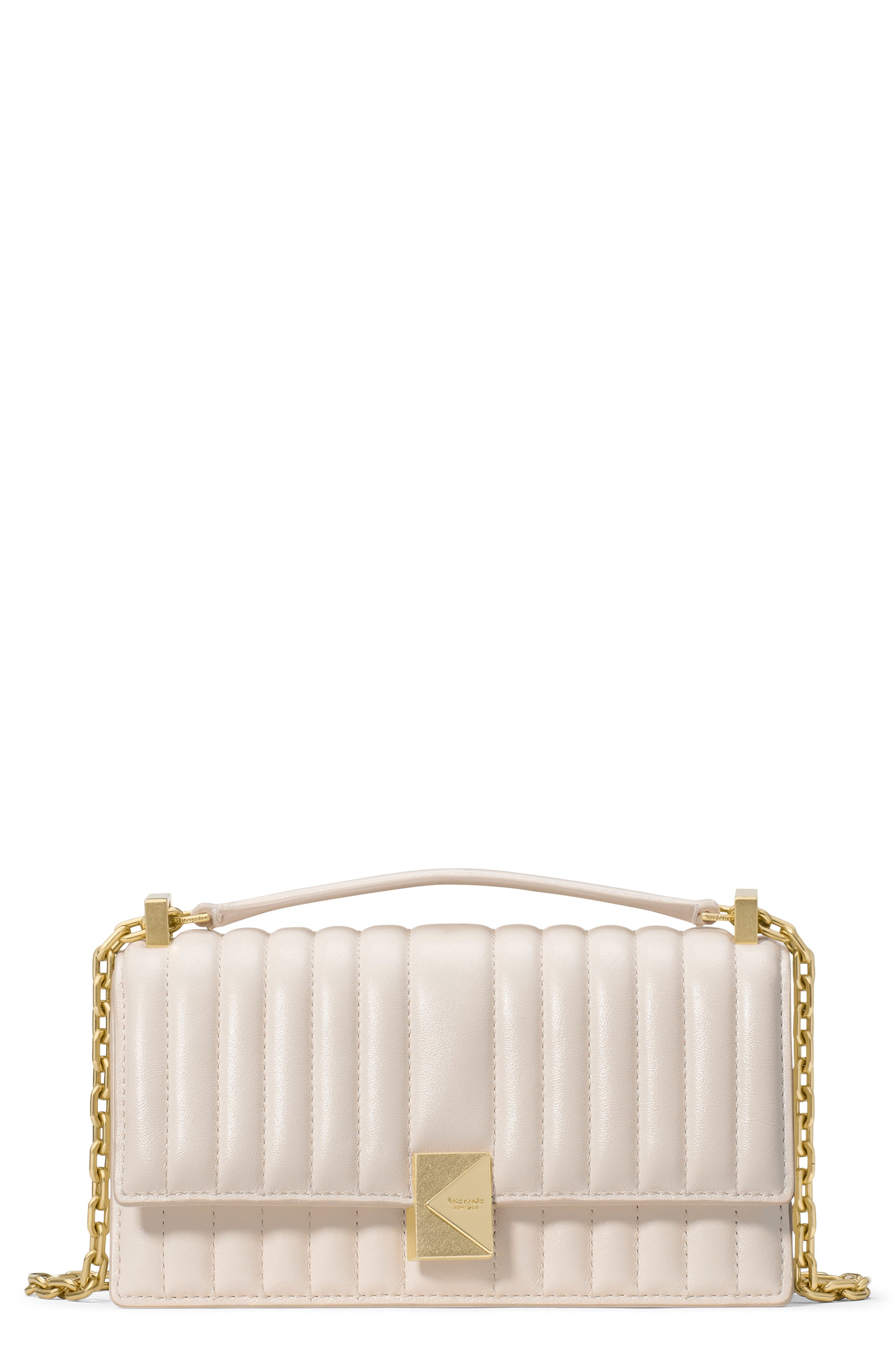 Kate Spade New York mini deco quilted leather convertible crossbody bag, Main, color, Cashew Milk