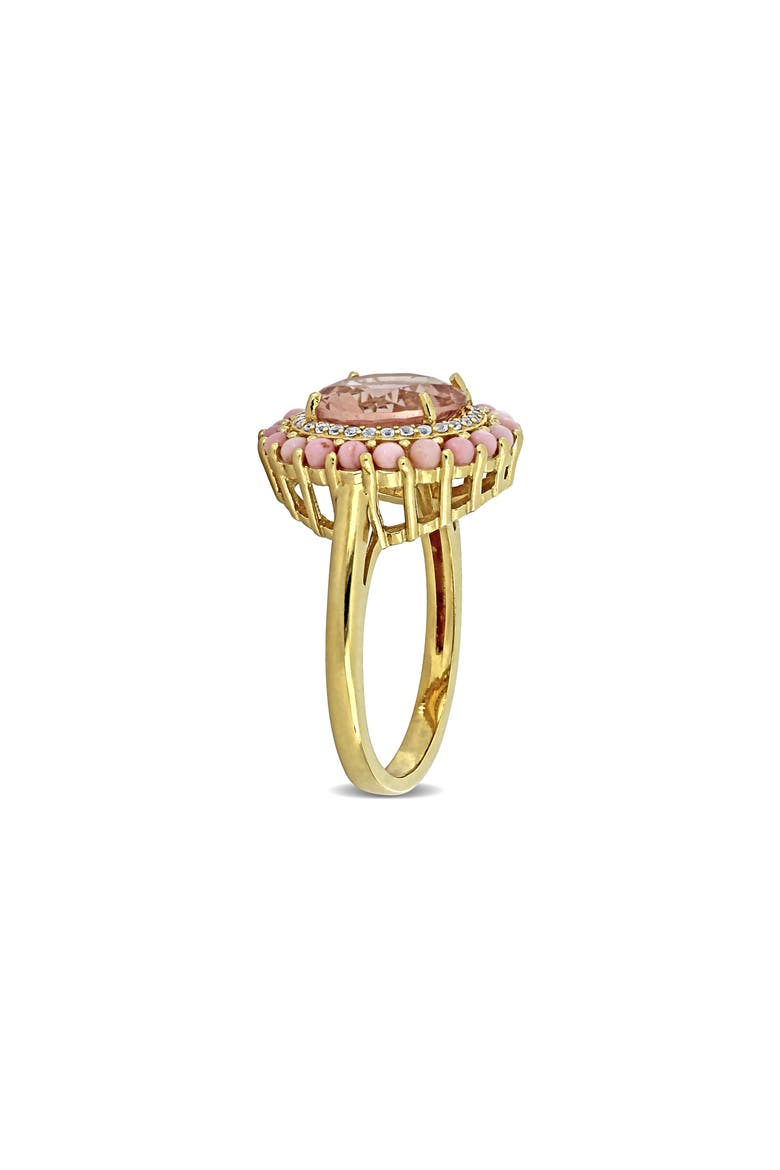 Morganite, Pink Opal & Lab Grown White Sapphire Halo Ring, Alternate, color, PINK
