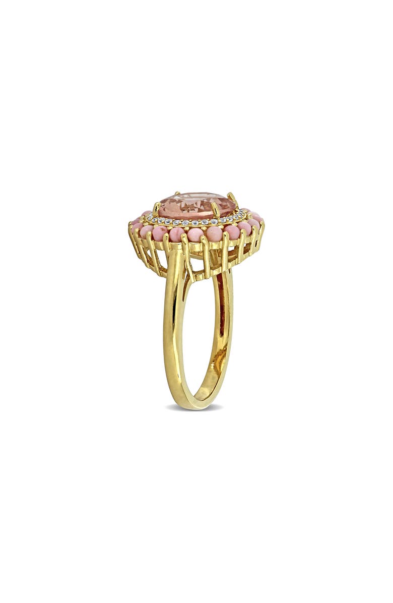 DELMAR Morganite, Pink Opal & Lab Grown White Sapphire Halo Ring, Alternate, color, Pink