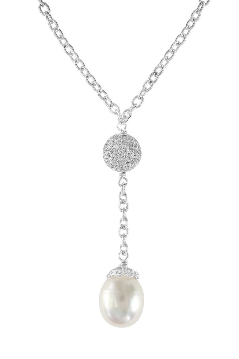 Sterling Silver Freshwater Pearl Lariat Necklace, Alternate, color, WHITE