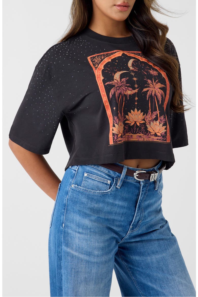 Desert Rose Graphic Cropped T-Shirt, Alternate, color, BLACK