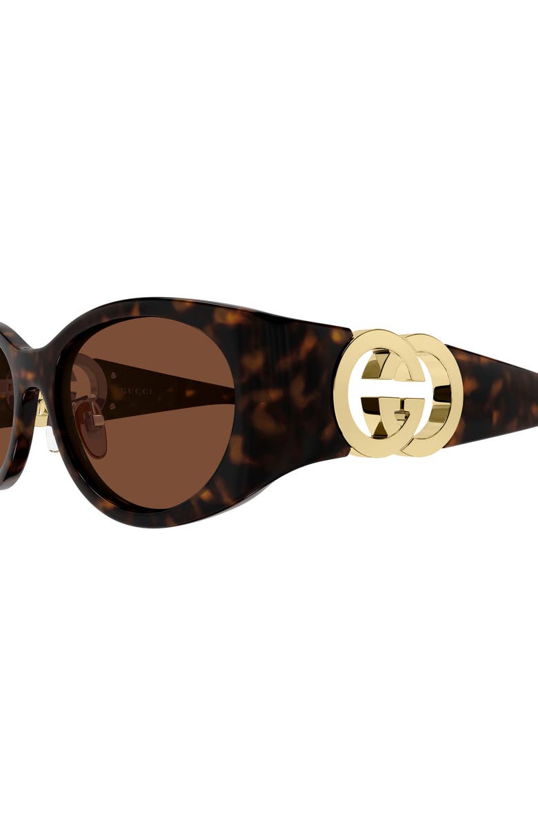 Gucci 55mm Round Sunglasses, Alternate, color, Havana