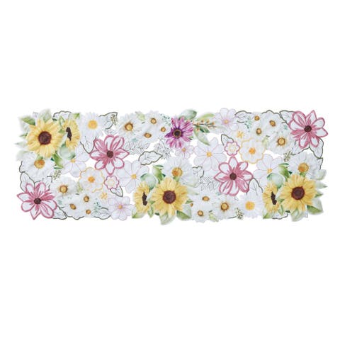 Sunflower And Daisies Cutwork Table Runner