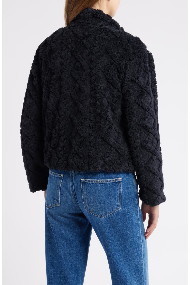 Textured Faux Fur Jacket, Alternate, color, BLACK