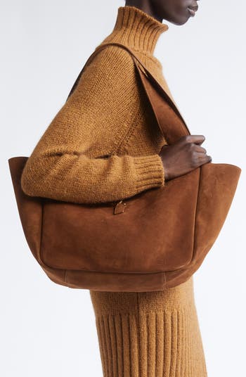 トートバッグ Saint Laurent Caramel Suede Leather Le 5 A 7 Bea Shoppong Ba SAINT LAURENT Le 5 À 7 Bea suede tote | NET-A-PORTER