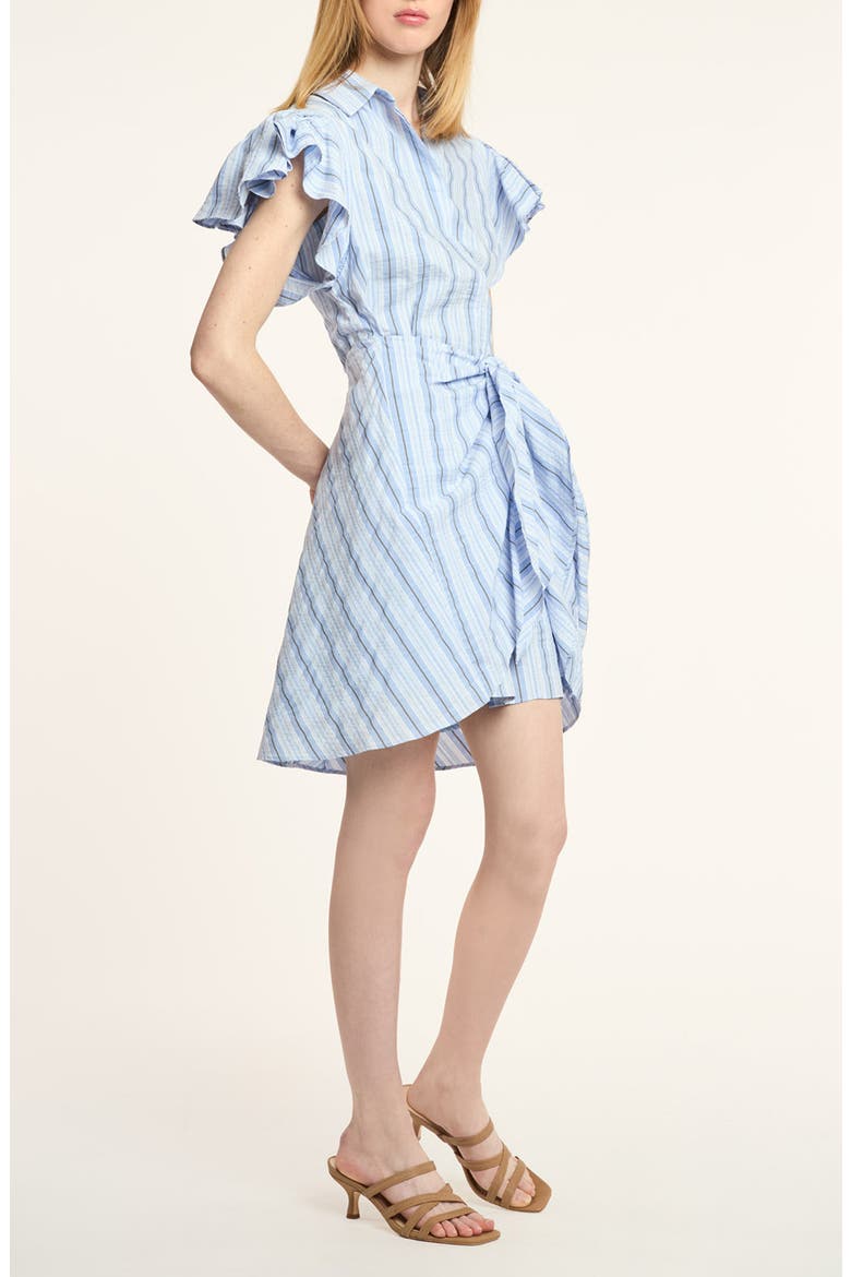 Charmine Stripe Tie Waist Mini Shirtdress, Alternate, color, BLUE MULTI