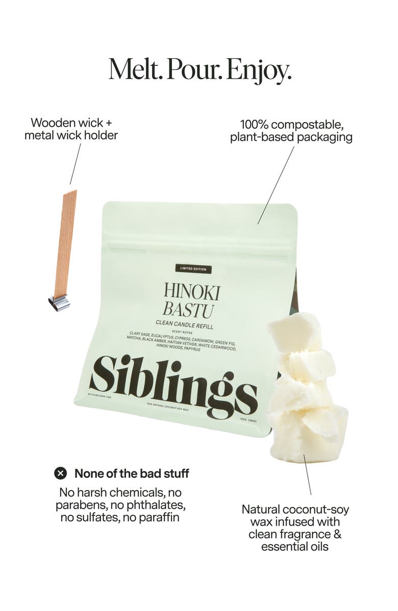 SIBLINGS Hinoki Bastu Candle Refill, Alternate, color, White