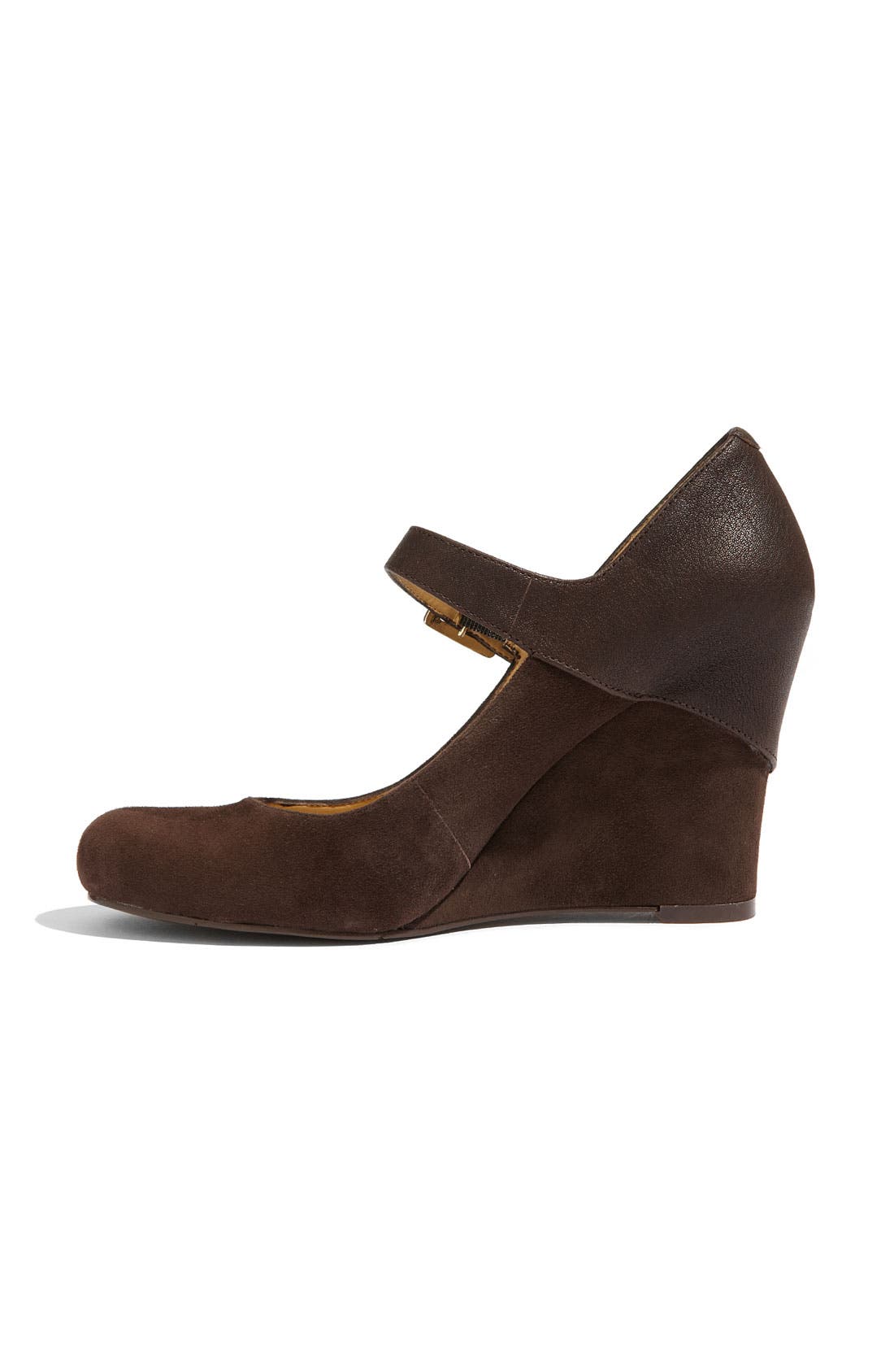 'Shana' Wedge, Alternate, color, BROWN LEATHER SUEDE