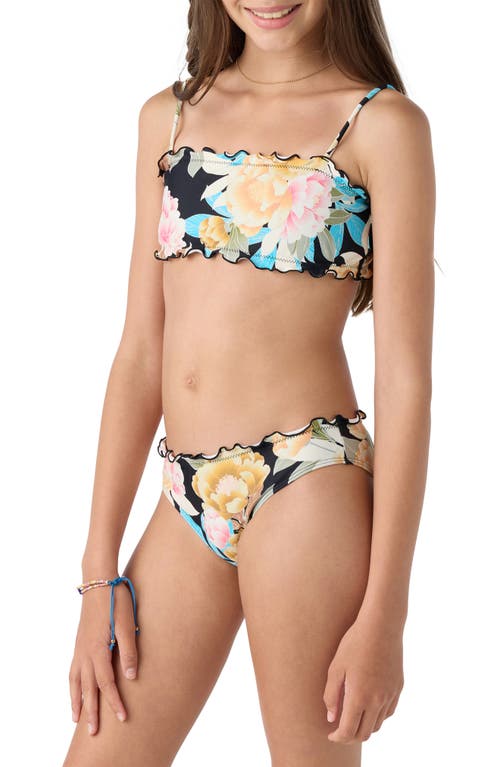 O'neill Kids' Mikah Floral Ruffle Two-piece Swimsuit In Multi