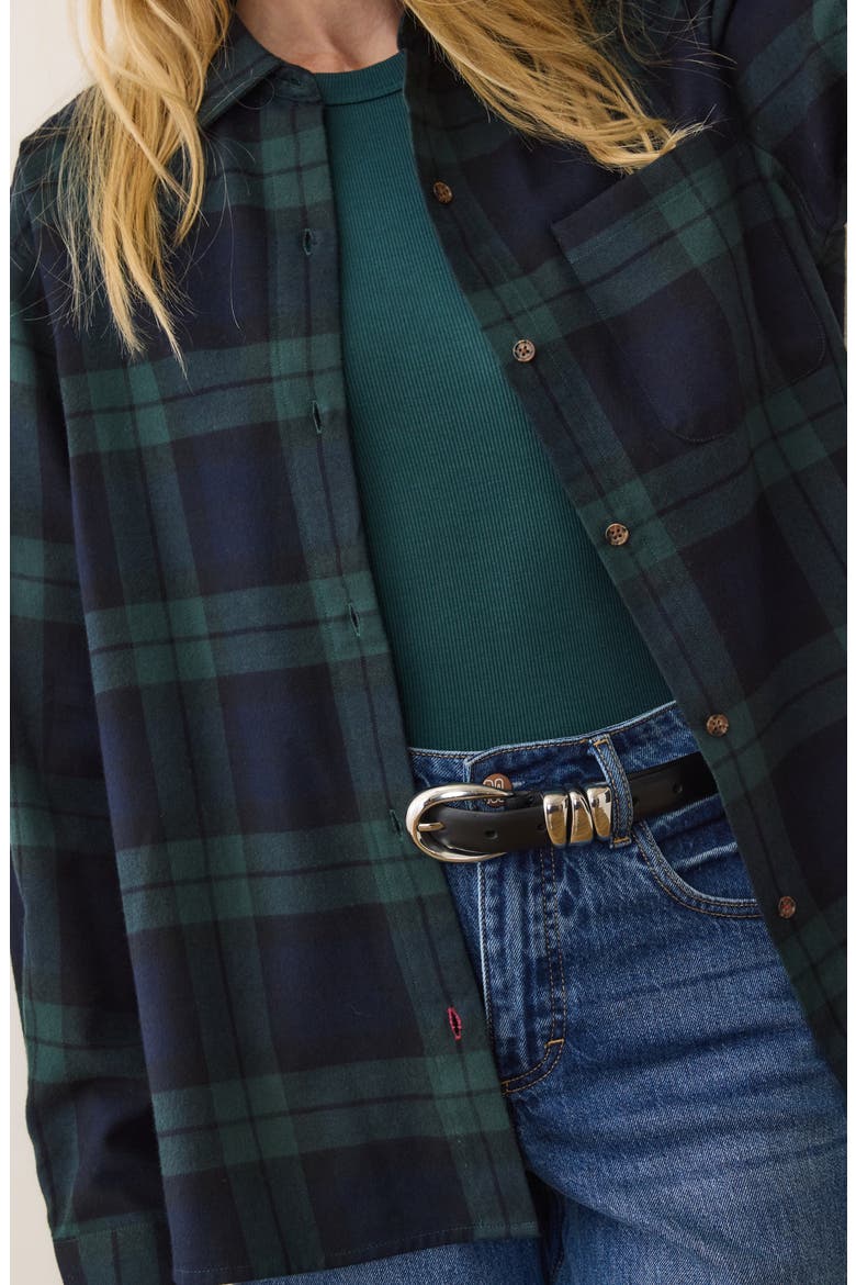 Jane Plaid Relaxed Fit Organic Cotton Plaid Button-Up Shirt, Alternate, color, EVERGREEN PLAID