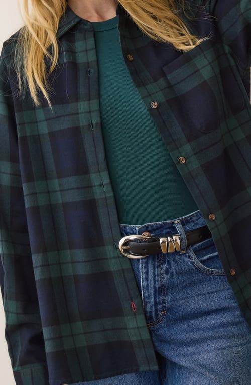 Marine Layer Jane Plaid Relaxed Fit Organic Cotton Plaid Button-up Shirt In Green