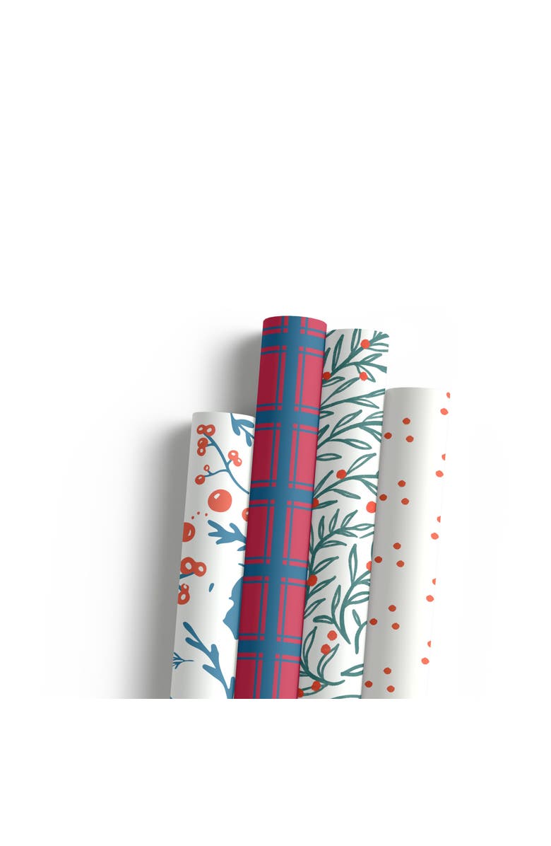 Ramus & Co Two-Sided "Jolly Blues" & "Wreath" Heavyweight Christmas/Holiday Gift Wrap, Main, color, Multicolored