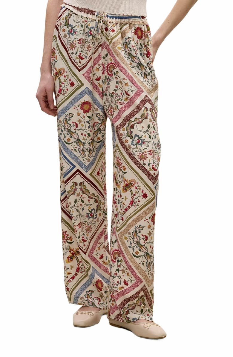 Rebecca Taylor Irie Silky Pant, Alternate, color, Montage Floral Ivory Combo