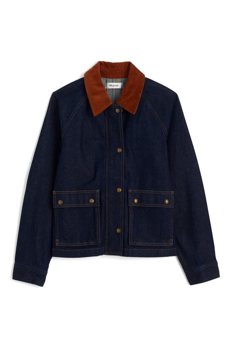 Corduroy Collar Denim Barn Jacket, Alternate, color, RINSE WASH