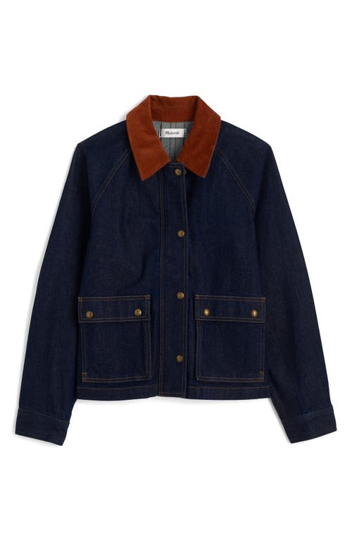 Madewell Corduroy Collar Denim Barn Jacket In Black