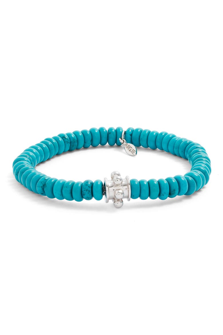 Bohème Turquoise Beaded Stretch Bracelet, Main, color, GREEN