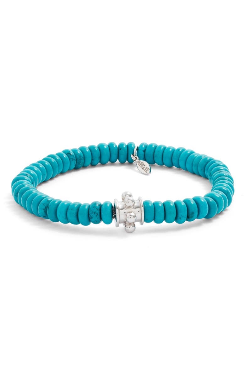 Anzie Bohème Turquoise Beaded Stretch Bracelet, Main, color, Green