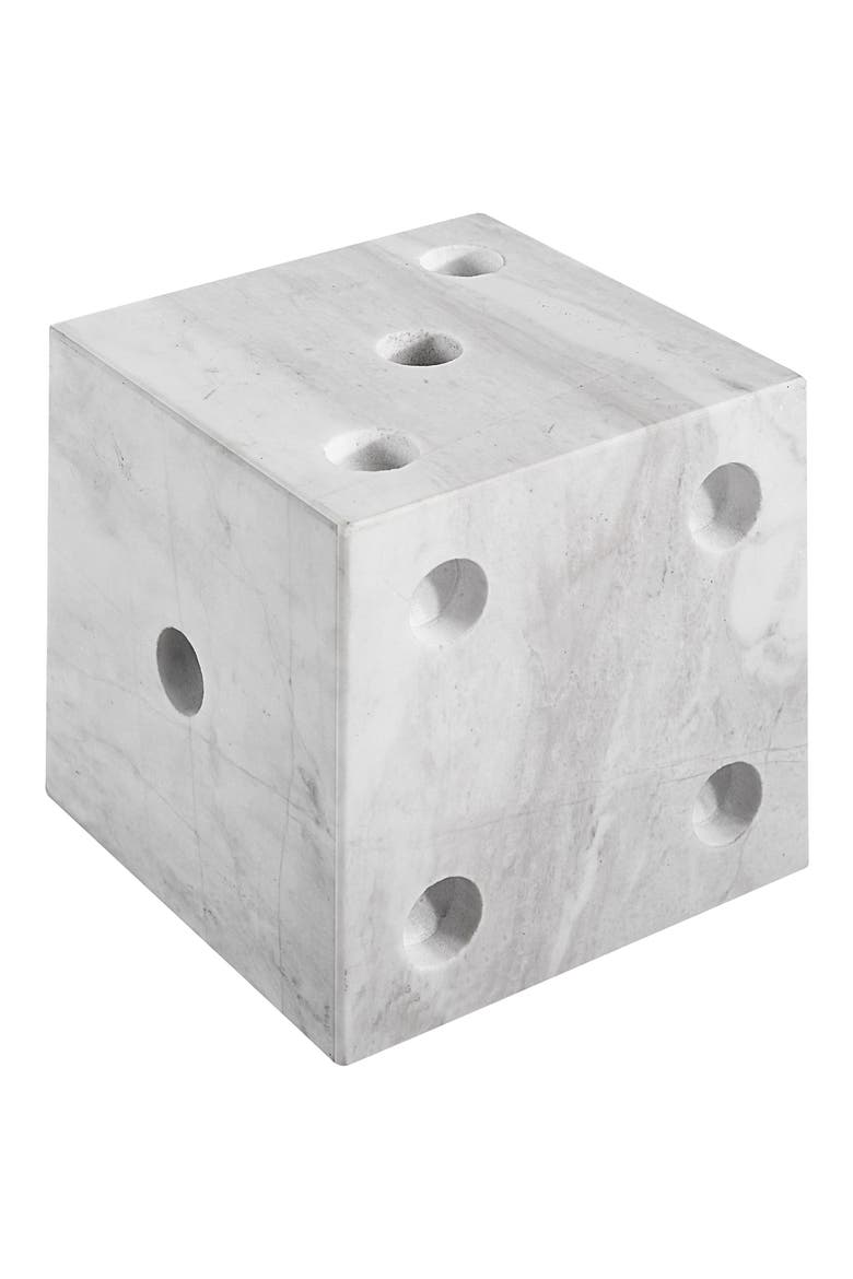 Decorative Marble Dice Sculpture, Alternate, color, WHITE