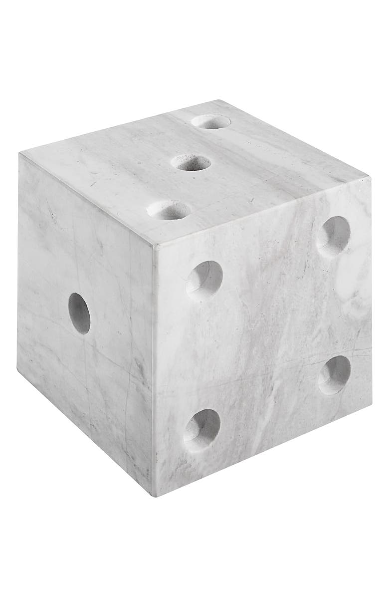 Renwil Decorative Marble Dice Sculpture, Alternate, color, White
