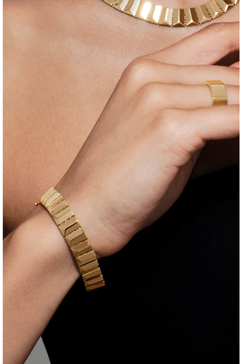 14K Gold Grooved Flash Tile Bracelet, Alternate, color, YELLOW GOLD