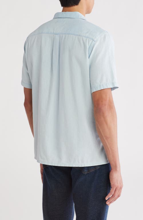 Frame Chambray Camp Collar Shirt In Blue