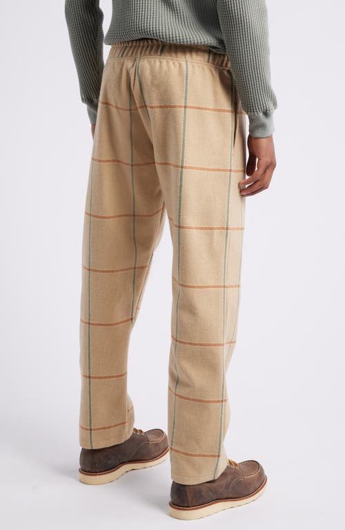 Standard Issue Windowpane Check Wool Blend Drawstring Slacker Pants In Tan
