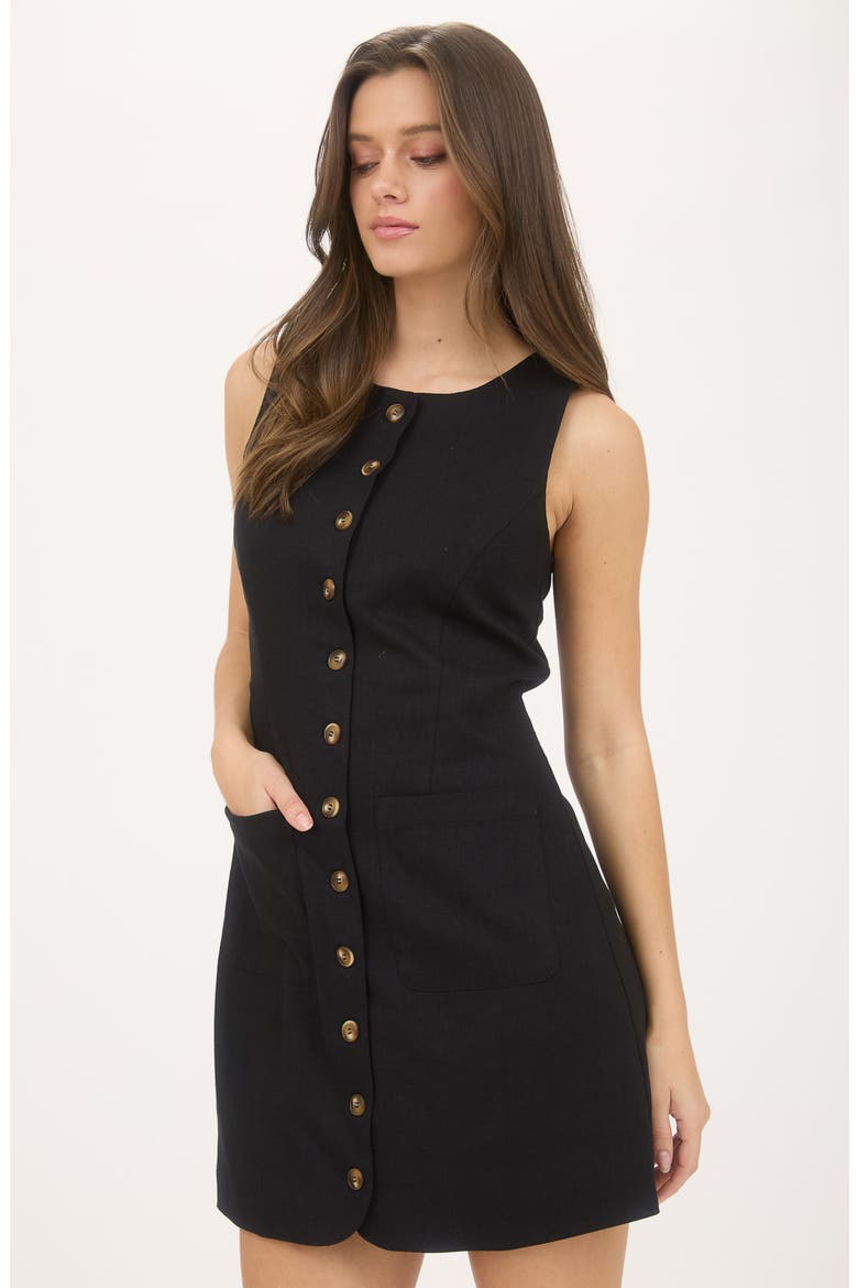 Button Front Minidress, Alternate, color, BLACK