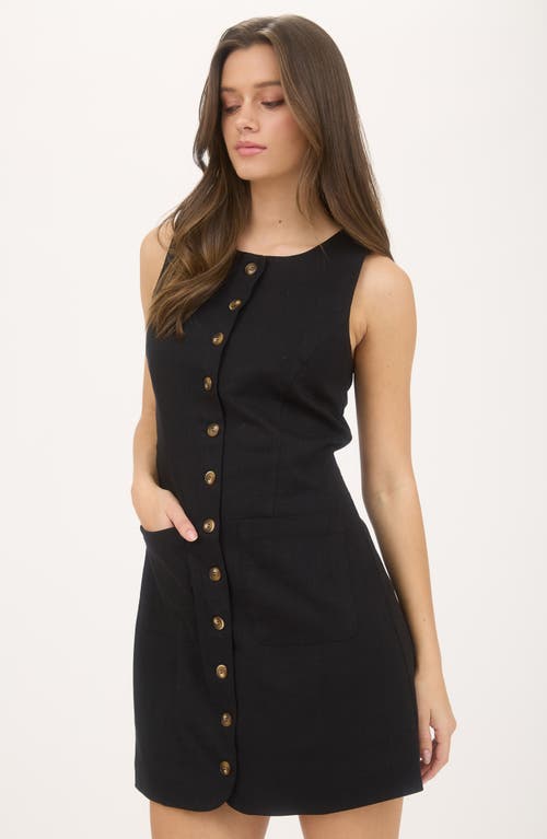 Blu Pepper Button Front Minidress In Black