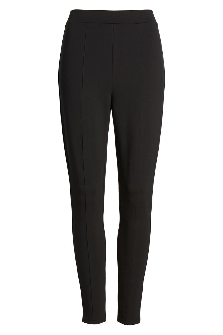 Essential High Waist Pintuck Ponte Leggings, Alternate, color, BLACK