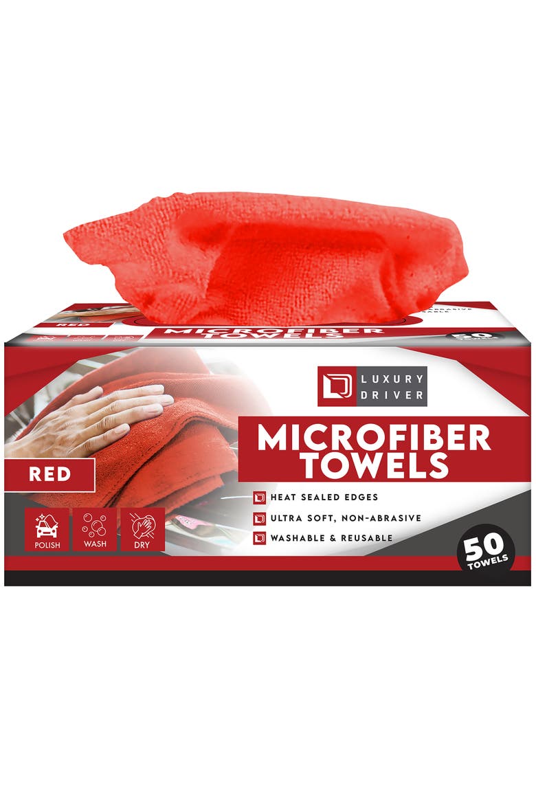 Microfiber Towel 50 Count, Main, color, Red