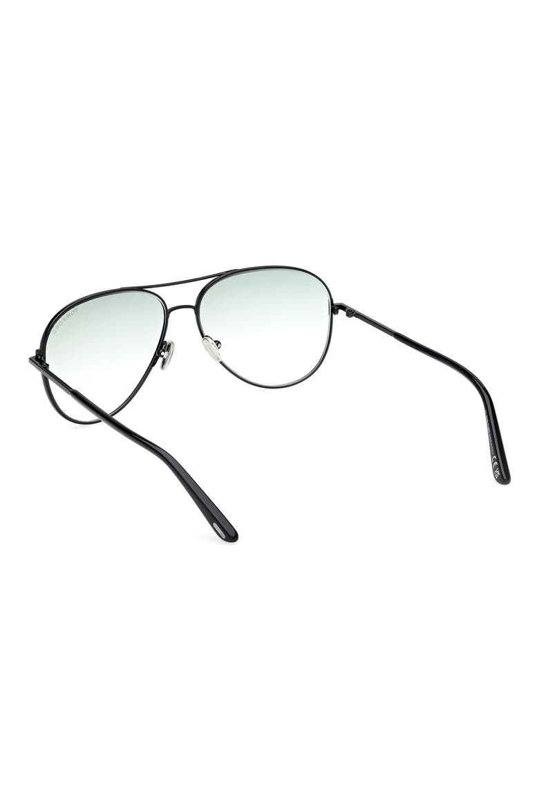 Clark 59mm Gradient Pilot Sunglasses, Alternate, color, SHINY BLACK / GRADIENT GREEN