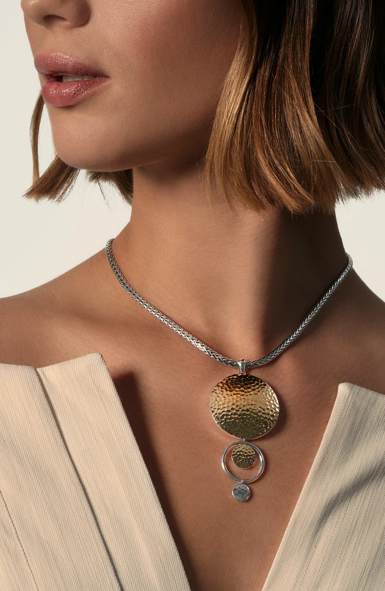 John Hardy Dot Hammered Drop Pendant Necklace, Alternate, color,