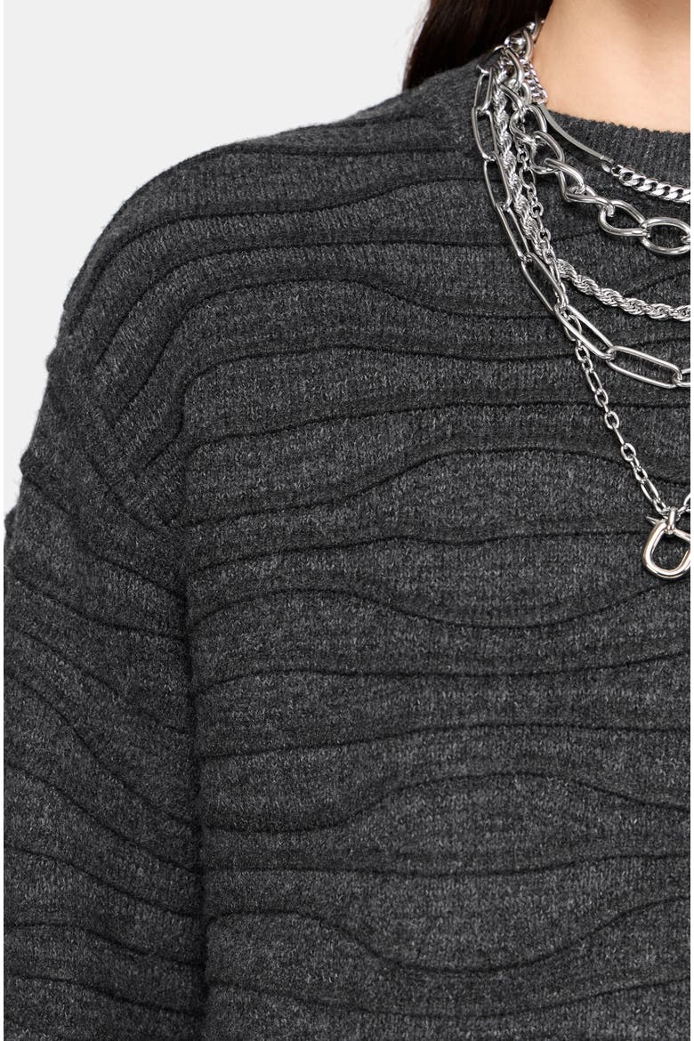 Stormi Wave Knit Sweater, Alternate, color, Charcoal