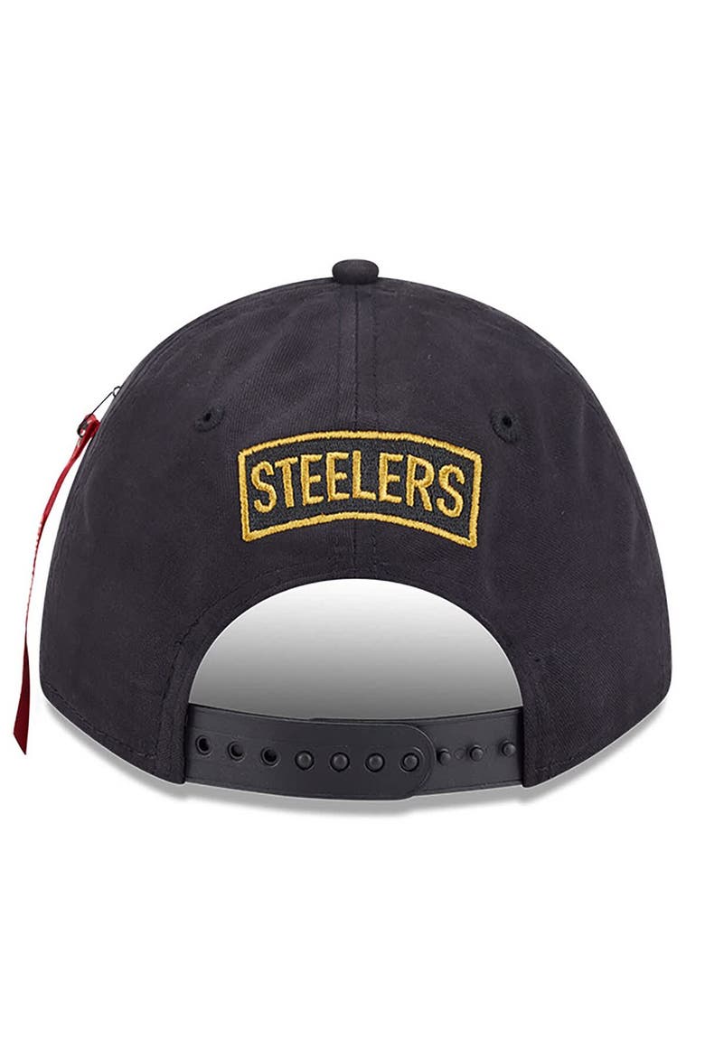 Men's New Era x Alpha Industries  Black Pittsburgh Steelers A-Frame 9FORTY Adjustable Hat, Alternate, color, Black