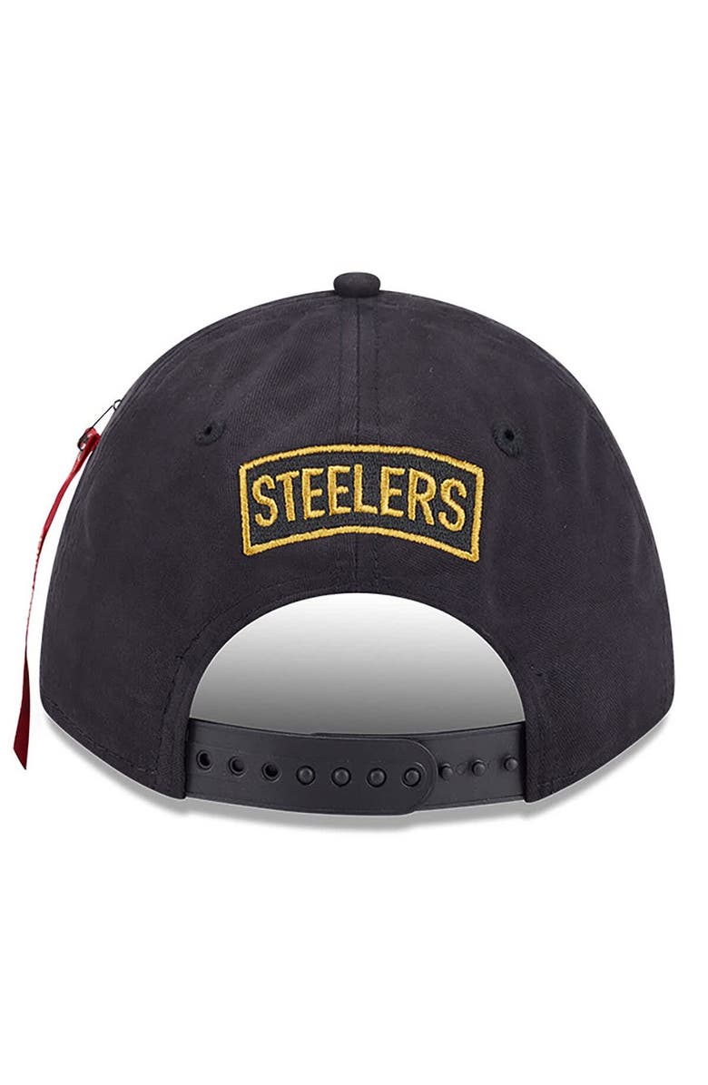 New Era x Alpha Industries Men's New Era x Alpha Industries  Black Pittsburgh Steelers A-Frame 9FORTY Adjustable Hat, Alternate, color, Black