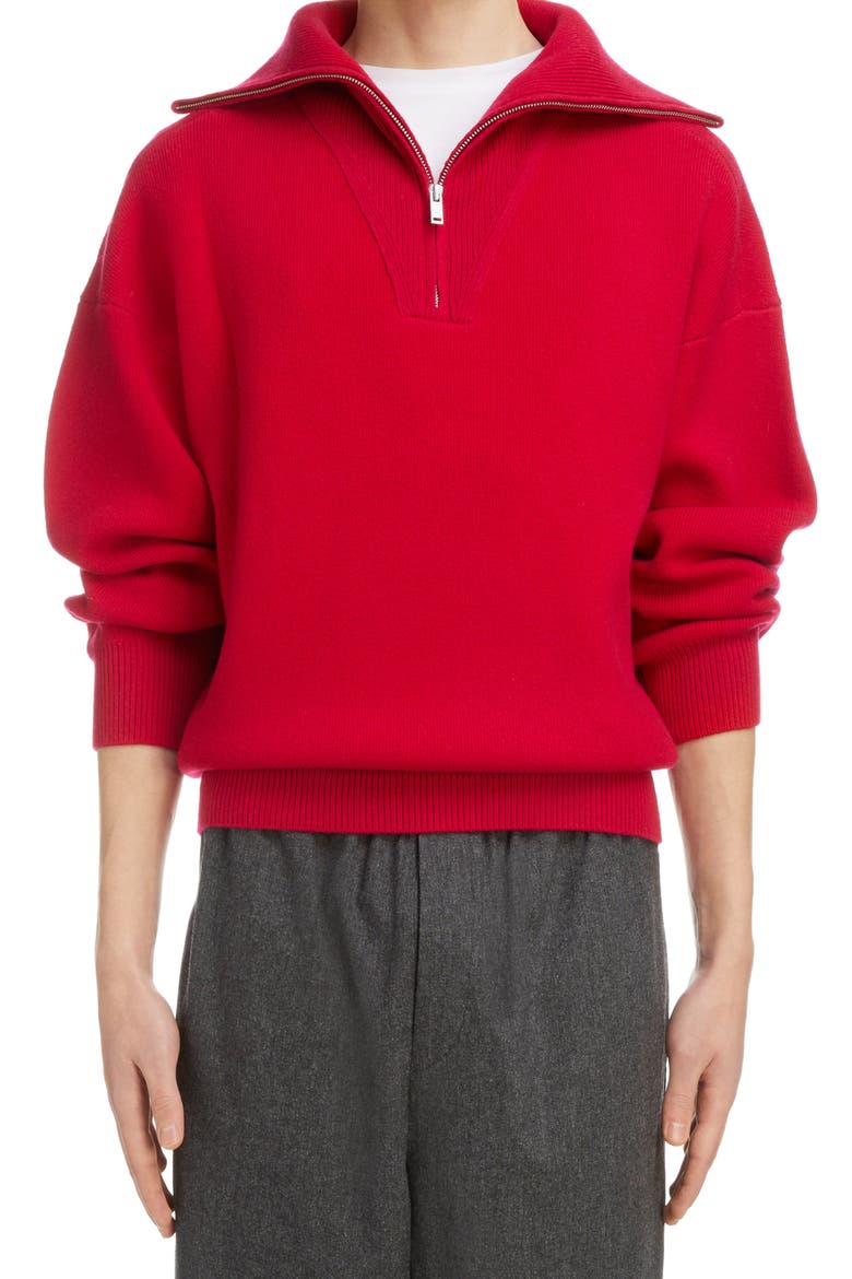 Men's Lewin Quarter Zip Wool Blend Sweater, Main, color, RED