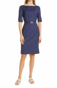 BOSS Dirusila Belted Wool & Silk Dress