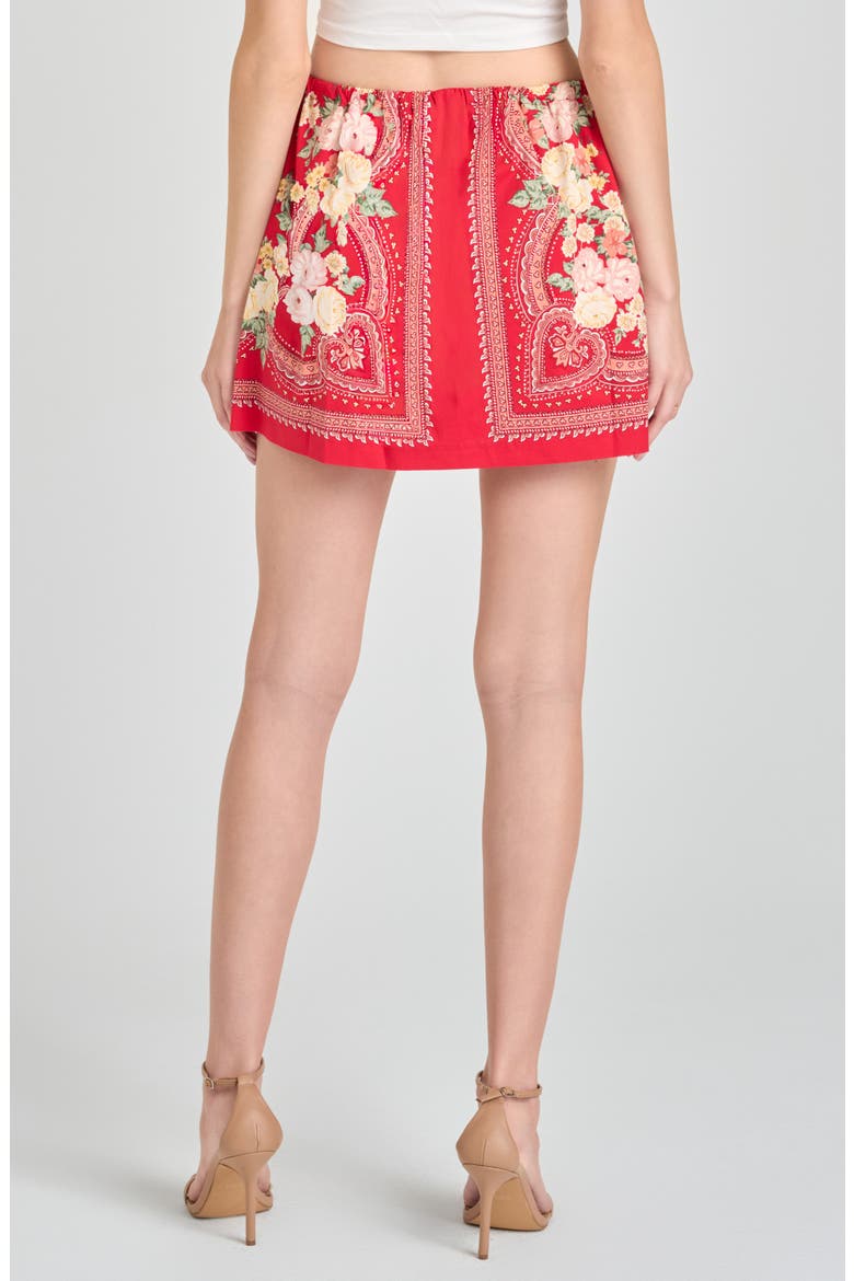 Luna Scarf Print Miniskirt, Alternate, color, RED SCARF
