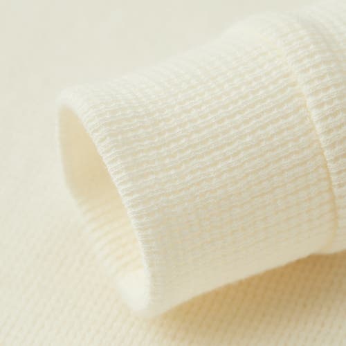 Milkbarn Waffle Zipper Pajama In White