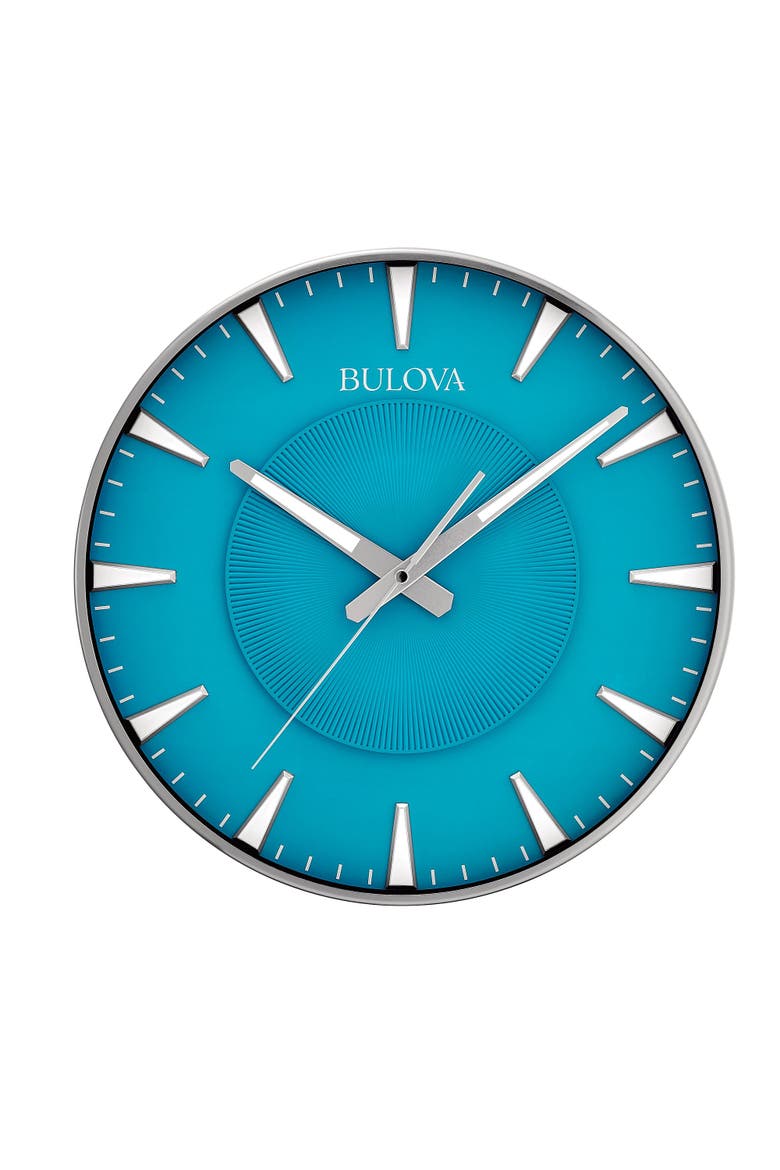 Medallion Wall Clock, Blue Dial, Main, color, White
