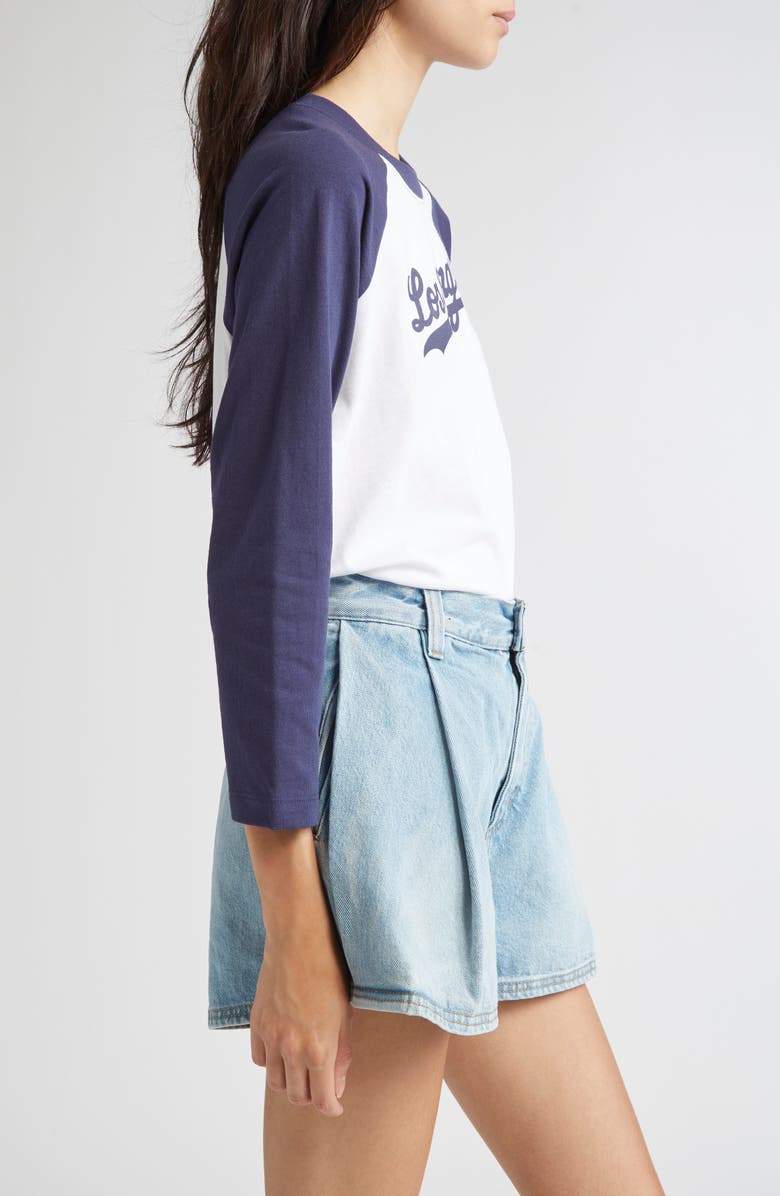 Sporty & Rich Dodgers Serif Graphic Baseball T-Shirt, Alternate, color, White/ Dark Navy