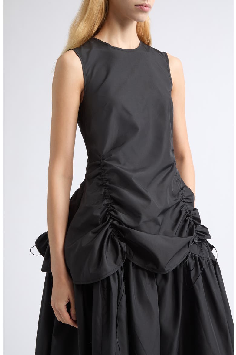 Unika Ruched Recycled Faille Top, Alternate, color, BLACK