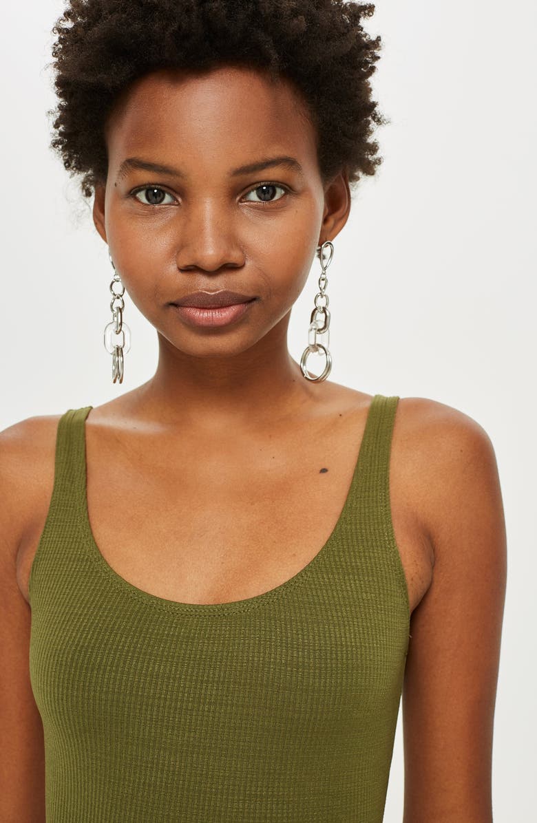 Topshop Textured Scoop Neck Bodysuit, Alternate, color, 