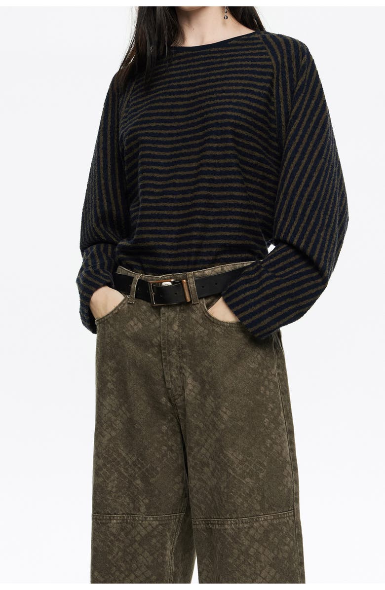 Bimba y Lola Striped Raglan T-Shirt, Main, color, Dark Khaki